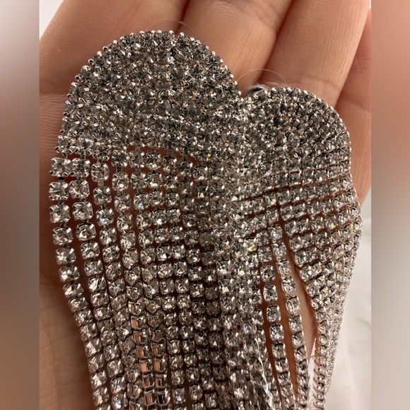 Wedding guests Silver Crystal Tassel Earrings